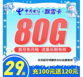 卡世界电信飘雪卡29元80G